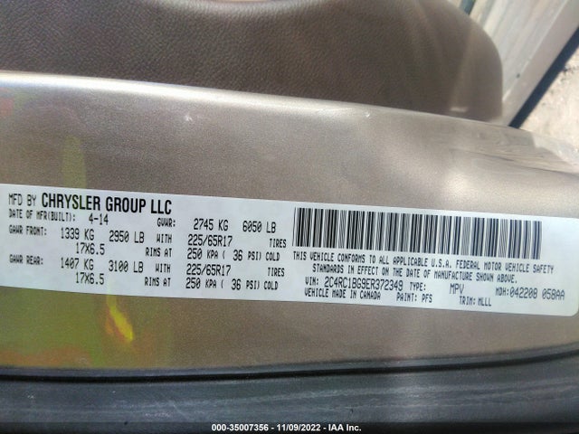 2C4RC1BG9ER372349 Chrysler Town & Country