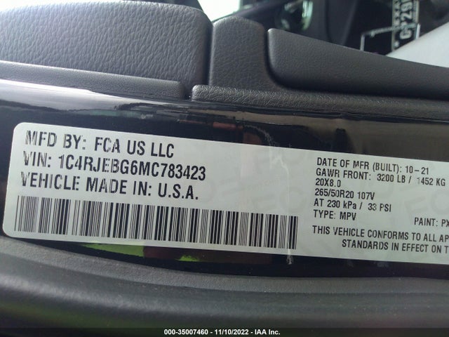 1C4RJEBG6MC783423 Jeep Grand Cherokee 80th Anniversary