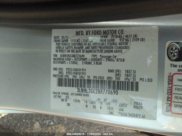 Lincoln MKZ 2011 3LNHL2GC2BR770690 Image 10