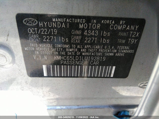 2020 Hyundai Ioniq, VIN: KMHC65LD1LU192819