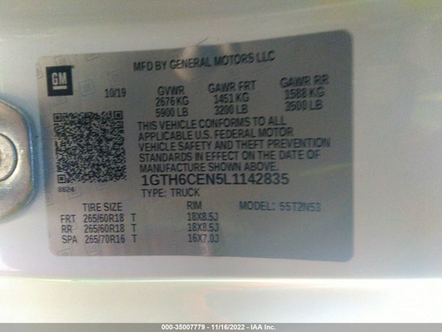 2020 GMC Canyon, VIN: 1GTH6CEN5L1142835