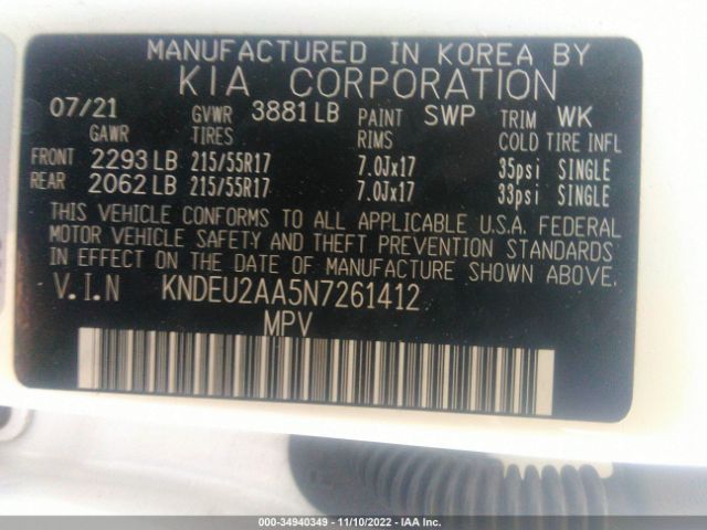 KNDEU2AA5N7261412 KIA SELTOS S