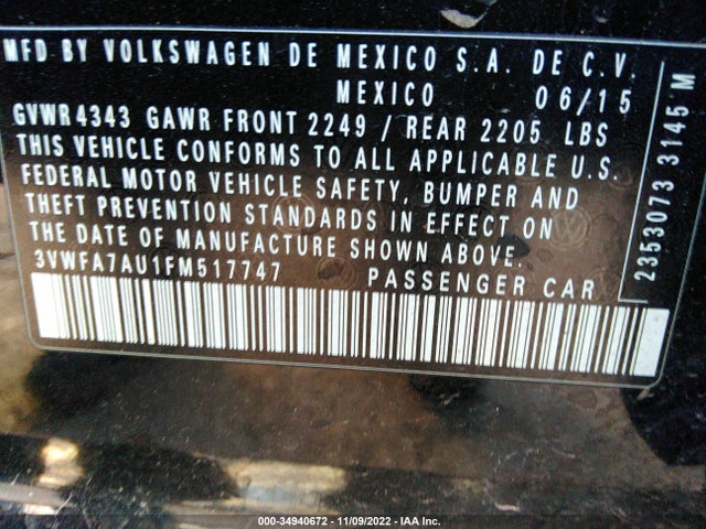 2015 Volkswagen Golf, VIN: 3VWFA7AU1FM517747