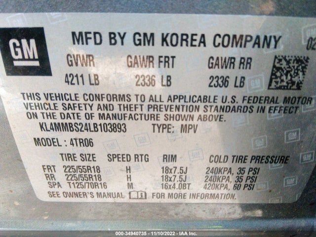 KL4MMBS24LB103893 Buick Encore Gx Fwd Preferred