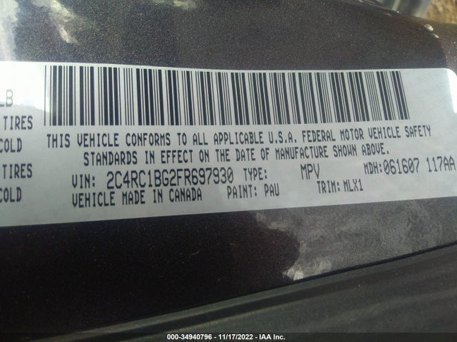 2015 Chrysler Town & Country, VIN: 2C4RC1BG2FR697930