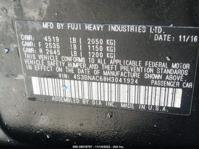 4S3BNAC68H3041924 Subaru Legacy 2.5i Premium