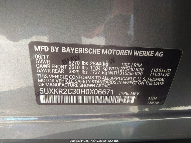 2017 BMW X5, VIN: 5UXKR2C30H0X06671