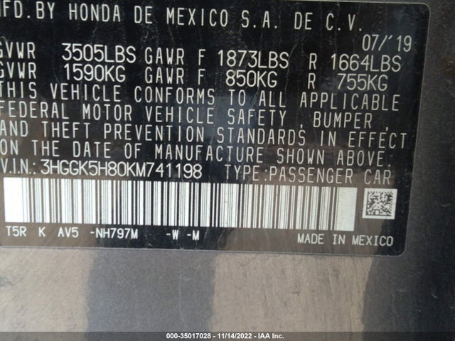 2019 Honda Fit, VIN: 3HGGK5H80KM741198
