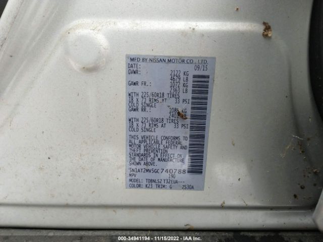 5N1AT2MV5GC740788 Nissan Rogue Sl