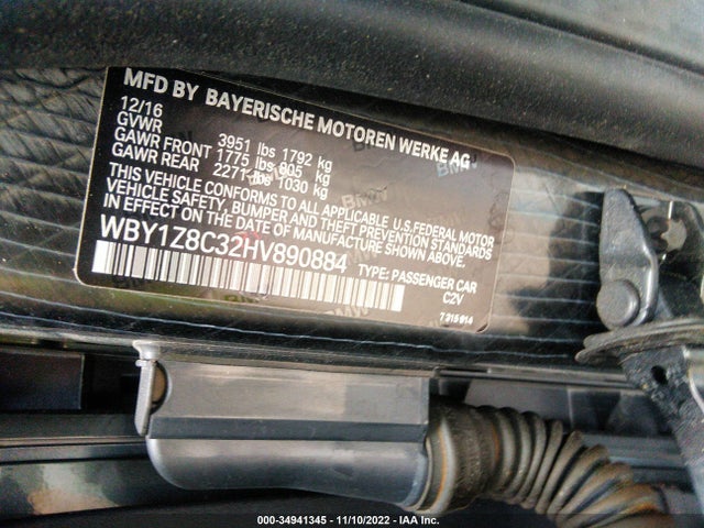 2017 BMW i3, VIN: WBY1Z8C32HV890884