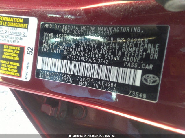 2018 Toyota Camry, VIN: 4T1B21HK9JU503742
