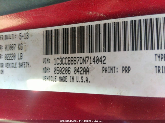 2013 CHRYSLER 200 TOURING VIN: 1C3CCBBB7DN714042