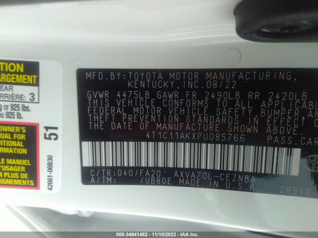 2023 Toyota Camry, VIN: 4T1C11AKXPU085766