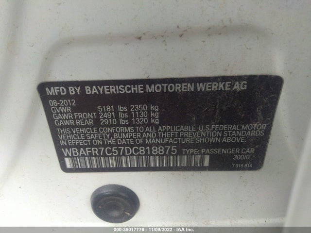 BMW 5 Series 2013 WBAFR7C57DC818875 Image 9