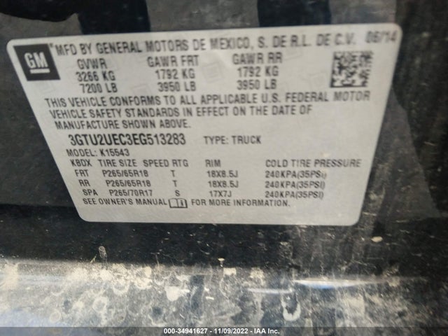 GMC Sierra 1500 Sle 2014 3GTU2UEC3EG513283 Image 11