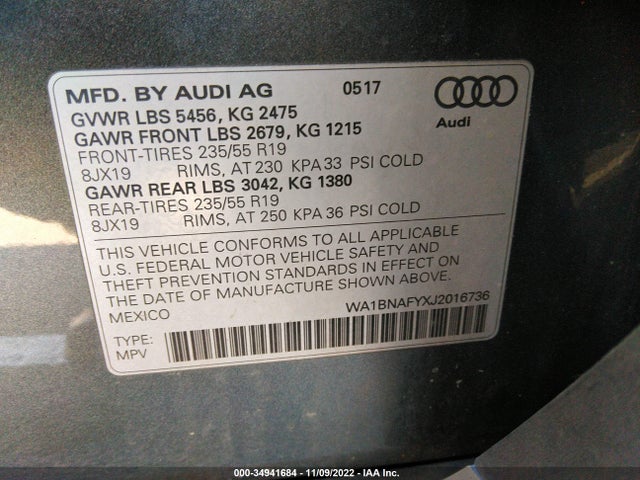 WA1BNAFYXJ2016736 Audi Q5 Premium Plus