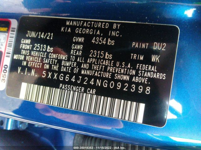 5XXG64J24NG092398 KIA K5 Gt-line
