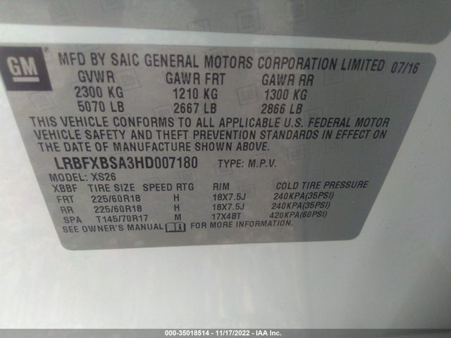 2017 Buick Envision, VIN: LRBFXBSA3HD007180