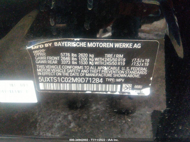 2021 BMW X3, VIN: 5UXTS1C02M9D71284