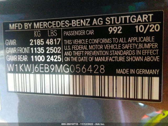 W1KWJ6EB9MG056428 Mercedes-Benz C-class Amg C 43
