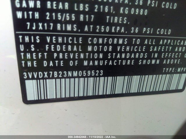 2022 VOLKSWAGEN TAOS S VIN: 3VVDX7B23NM059523