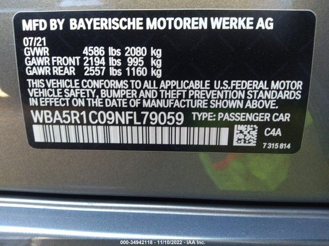 BMW 3 Series 330i 2022 аукцион фото
