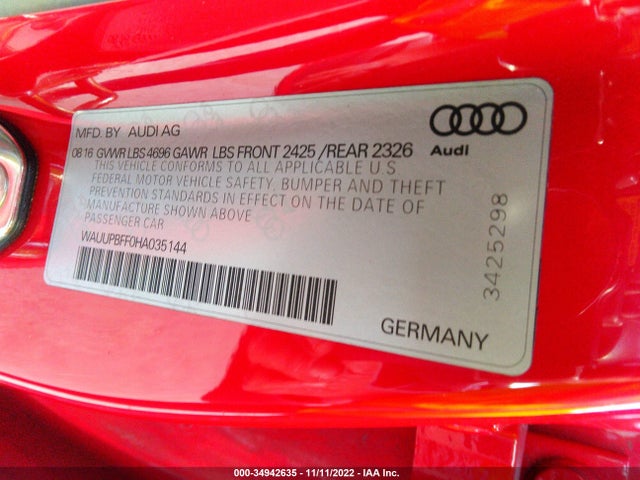 2017 Audi A3, VIN: WAUUPBFF0HA035144