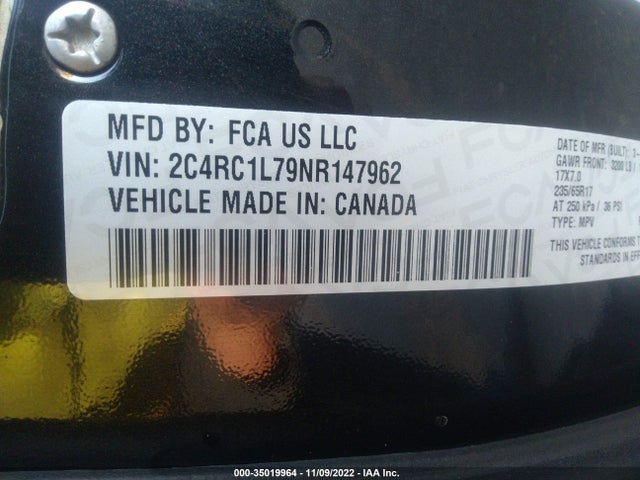 2022 Chrysler Pacifica Hybrid, VIN: 2C4RC1L79NR147962