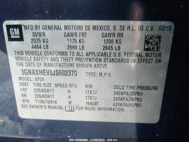 Chevrolet EQUINOX LS 2018 3GNAXHEV0JS602370 Image 9