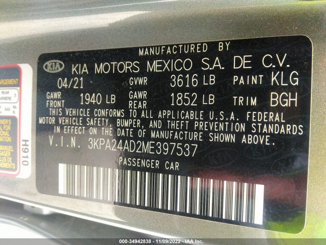 2021 Kia Rio, VIN: 3KPA24AD2ME397537
