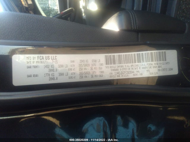Dodge DURANGO LIMITED 2015 1C4RDJDG7FC923544 Image 9