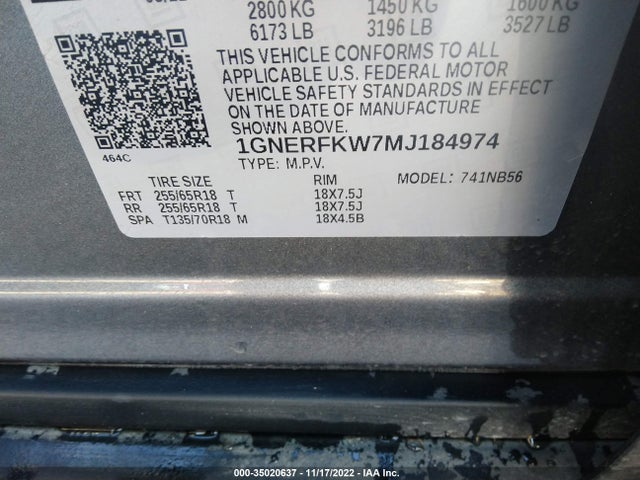 2021 Chevrolet Traverse, VIN: 1GNERFKW7MJ184974