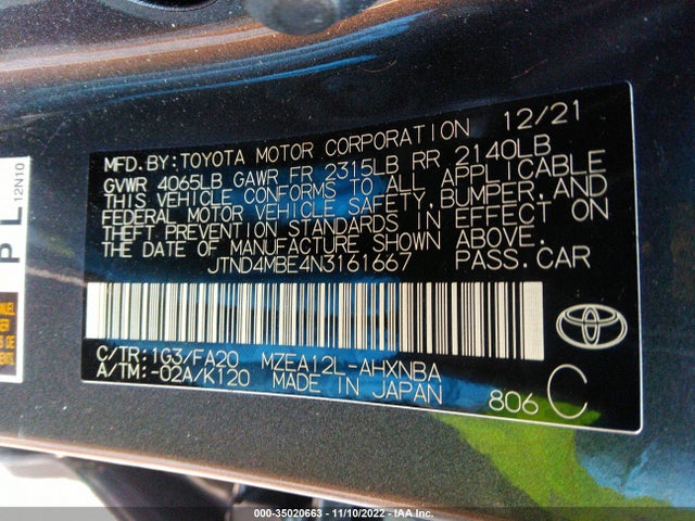 Toyota Corolla Hatchback Se 2022 JTND4MBE4N3161667 Image 10
