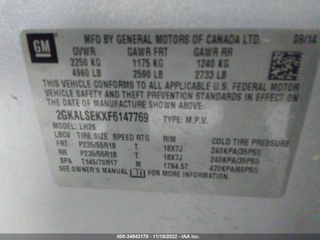 2GKALSEKXF6147769 GMC Terrain Slt