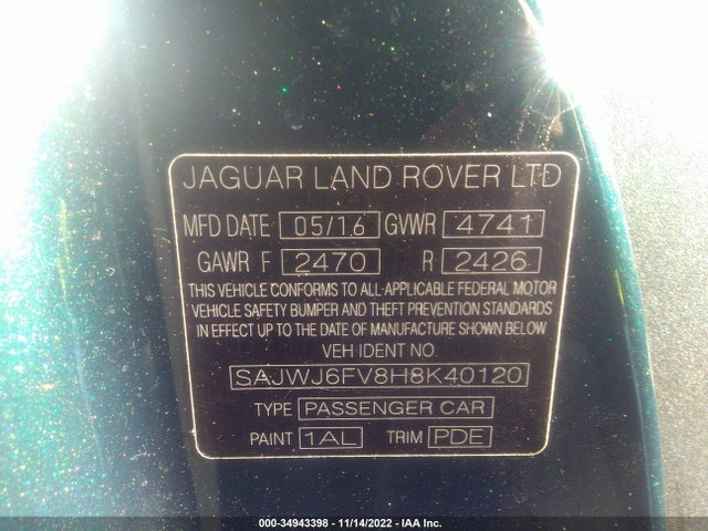 2017 Jaguar F-TYPE, VIN: SAJWJ6FV8H8K40120