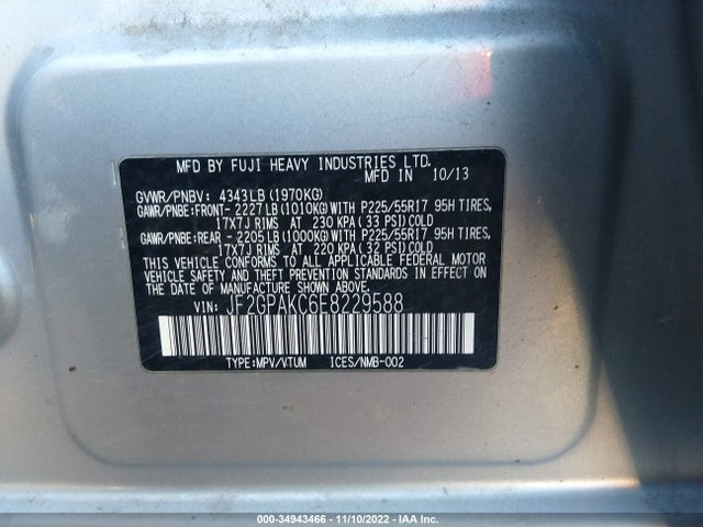 Продаж на аукціоні авто 2014 Subaru Xv Crosstrek Limited, vin: JF2GPAKC6E8229588, номер лоту: 34943466
