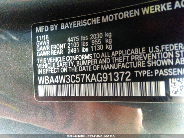 2019 BMW 4 Series, VIN: WBA4W3C57KAG91372