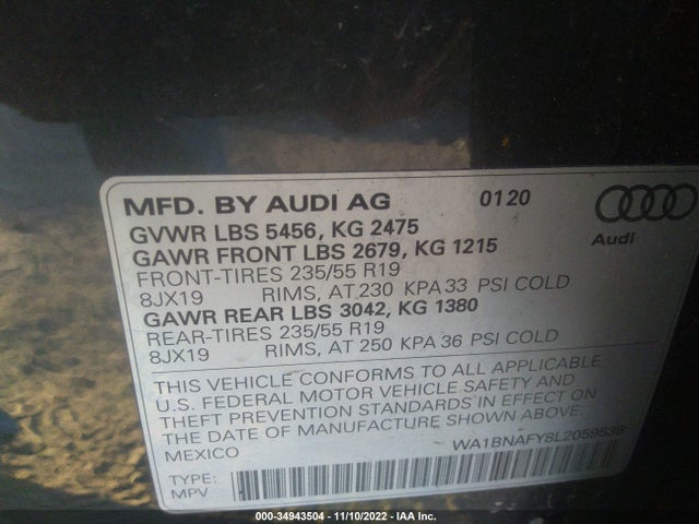 2020 Audi Q5, VIN: WA1BNAFY8L2059538