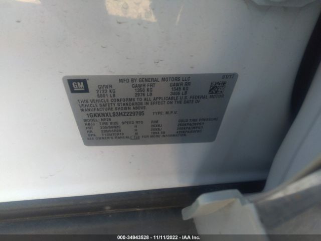 1GKKNXLS3HZ229705 GMC Acadia Denali