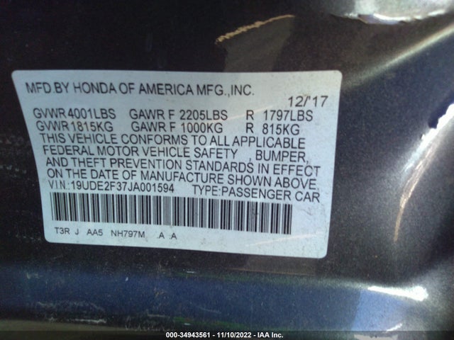 Acura ILX 2018 19UDE2F37JA001594 Image 10