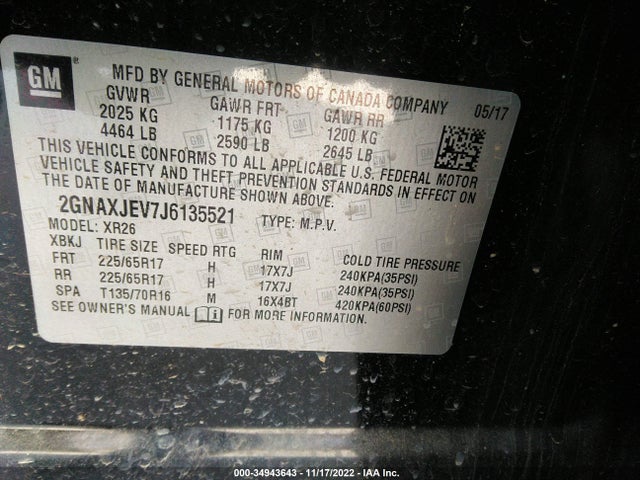 Chevrolet EQUINOX LT 2018 2GNAXJEV7J6135521 Image 10