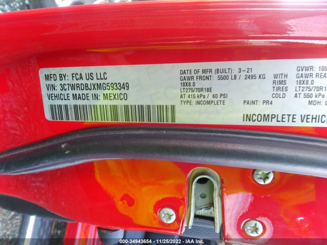 2021 Ram 3500, VIN: 3C7WRDBJXMG593349