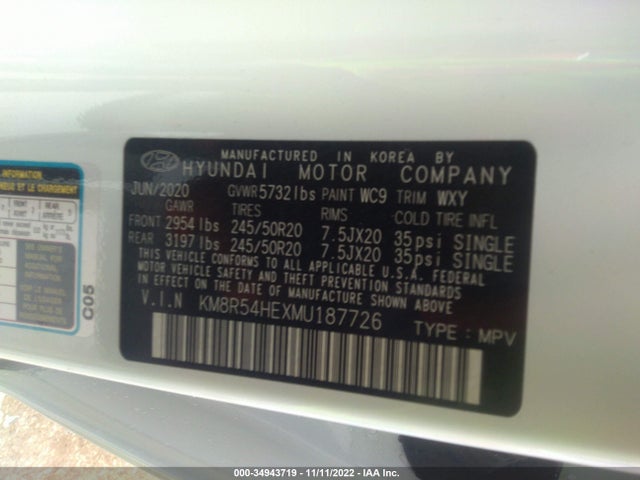 2021 Hyundai Palisade, VIN: KM8R54HEXMU187726