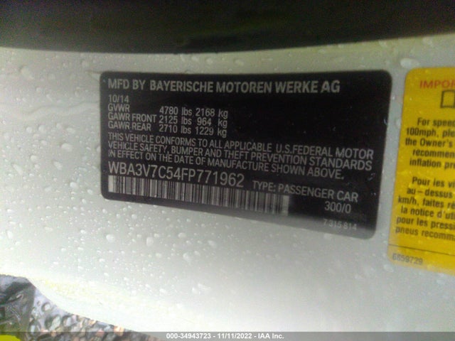 2015 BMW 4 Series, VIN: WBA3V7C54FP771962