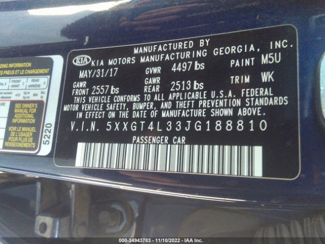 5XXGT4L33JG188810 KIA Optima S