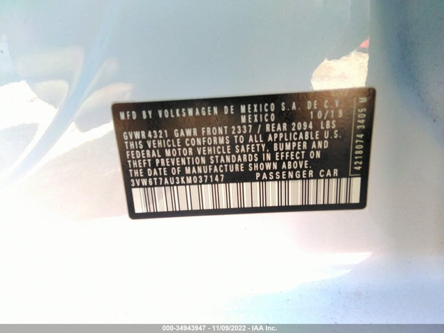 2019 Volkswagen Golf GTI, VIN: 3VW6T7AU3KM037147