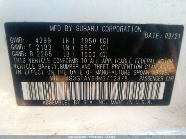 4S3GTAV68M3712978 Subaru Impreza Premium