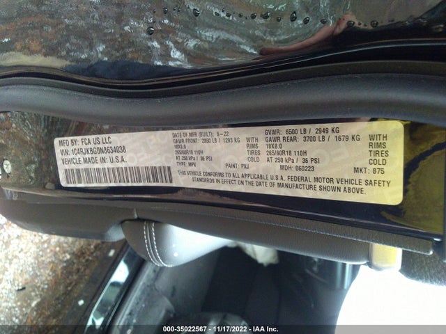 2022 Jeep Grand Cherokee, VIN: 1C4RJKBG0N8634038