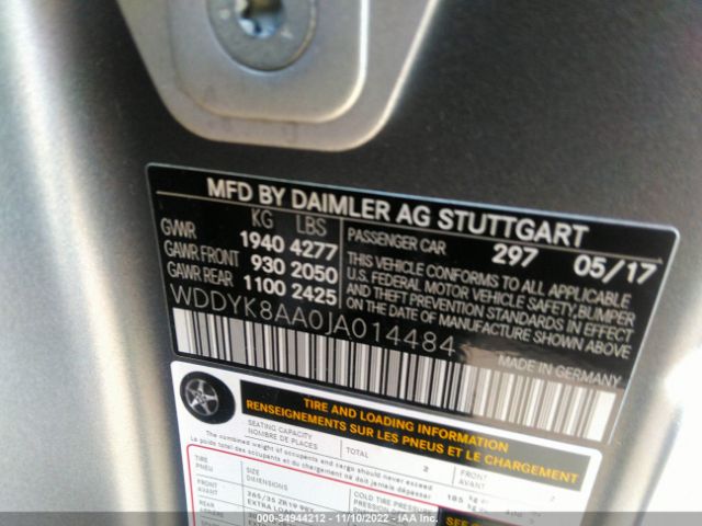 2018 MERCEDES-BENZ AMG GT C WDDYK8AA0JA014484 Photo 8