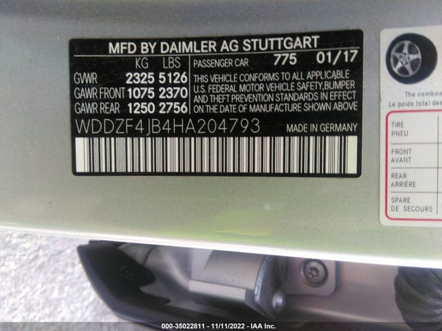 2017 Mercedes-Benz E-Class, VIN: WDDZF4JB4HA204793